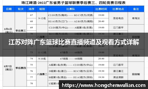 江苏对阵广东篮球比赛直播频道及观看方式详解